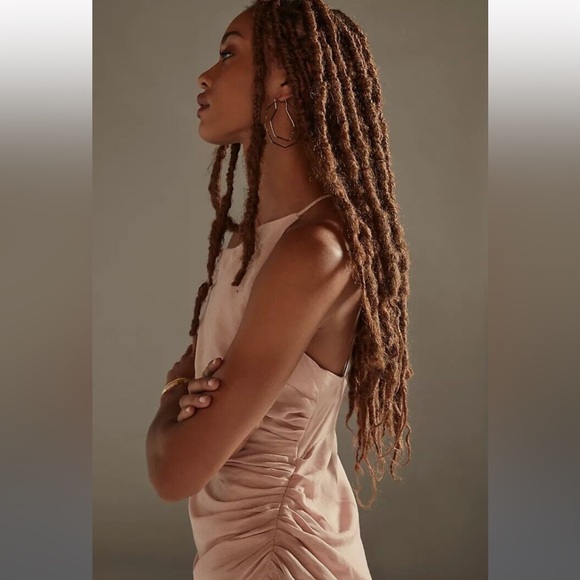 Anthropologie Ruched Asymmetrical Linen Dress - Picture 2 of 6